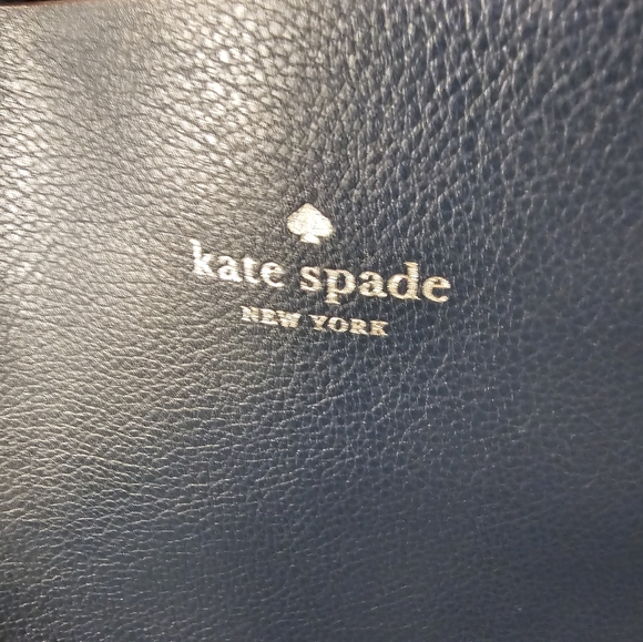 Kate Spade Leather Tote Reversible Navy blue and metallic pink EUC - Picture 4 of 10
